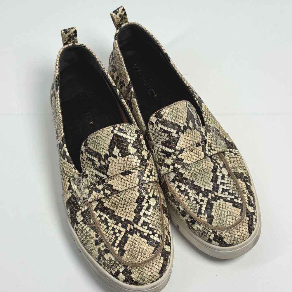 Vionic Uptown Snakeskin Leather Penny Loafer Sneakers Shoes Womens 9.5 Animal
